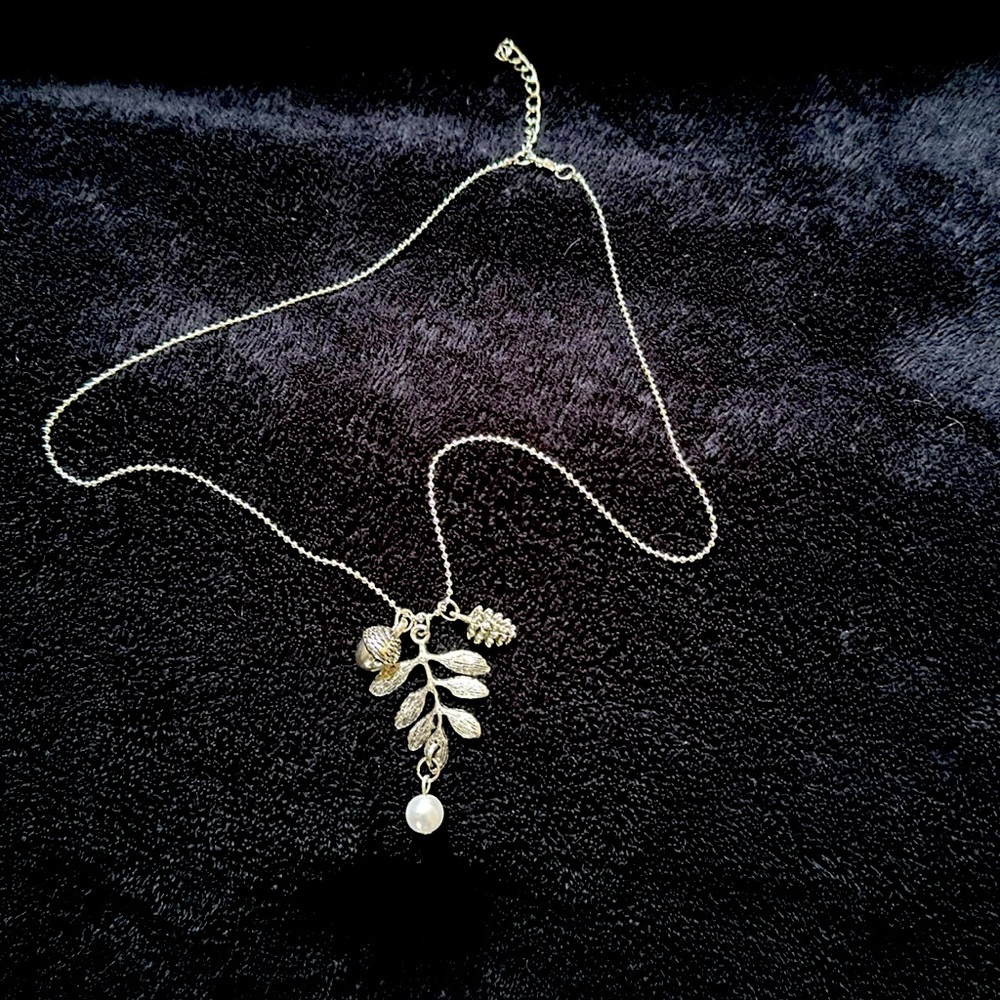Winter Silvertone Necklace with Charms